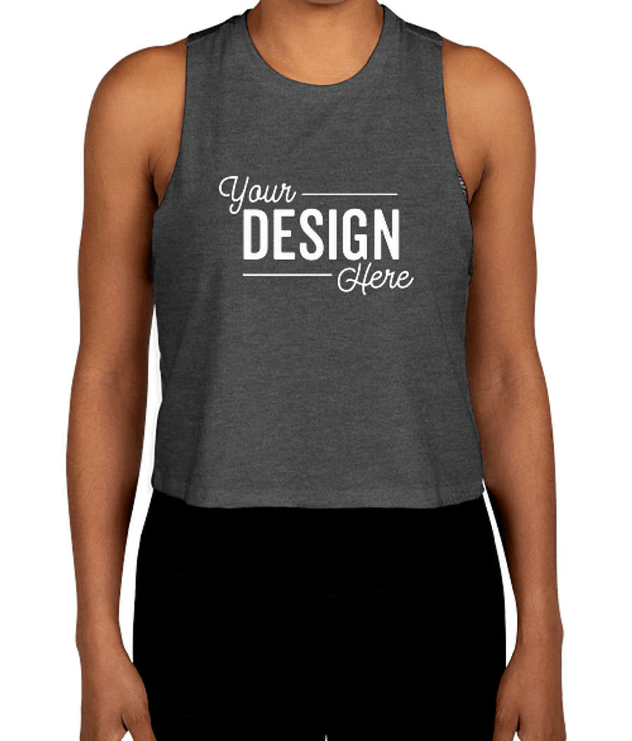 Bella + Canvas Women's Racerback Crop Tank Top in Dark Grey Heather