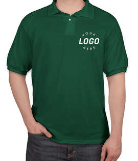 Hanes EcoSmart 50/50 Jersey Polo - Screen Printed - Color: Deep Forest