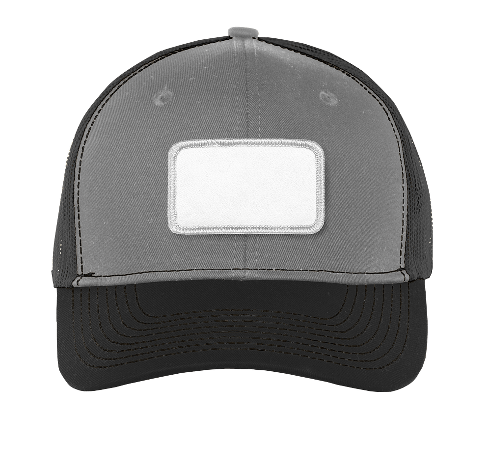 Port Authority Snapback Trucker Hat - Rectangle Patch - Embroidered-default