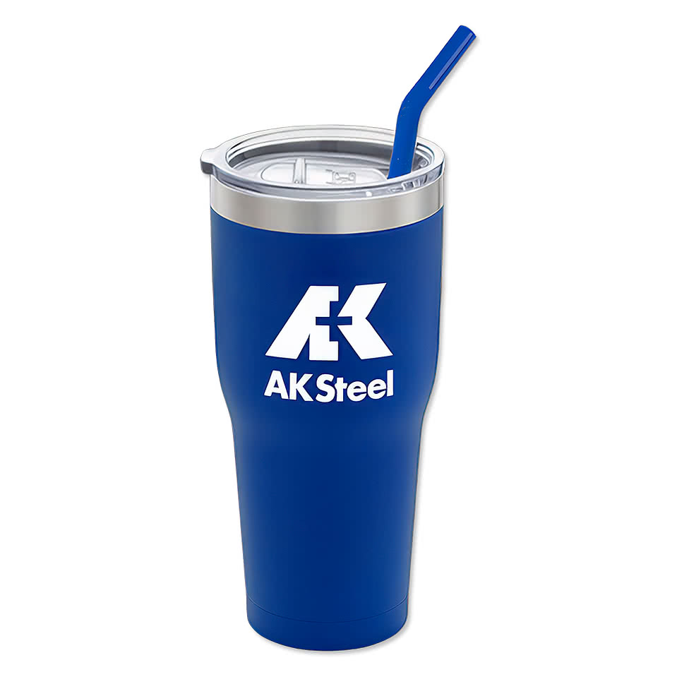 Full Color 30 oz. Basecamp K2 Stainless Steel Tumbler with Straw