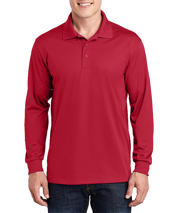 Sport-Tek Sport-Wick Micro Pique Long Sleeve Performance Polo - Embroidered