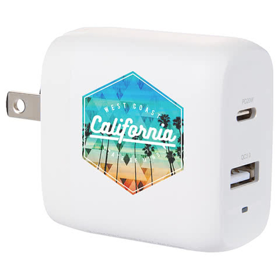 Full Color 20W Dual USB Wall Charger in White