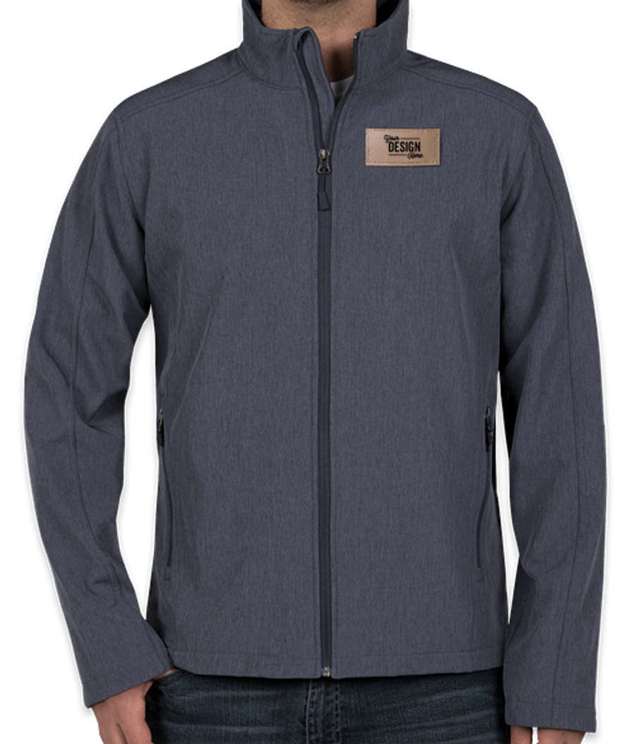Port Authority Core Fleece Lined Soft Shell Jacket - Faux Leather Patch in Navy Heather