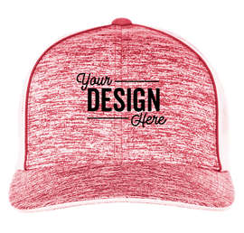 Pacific Headwear Aggressive Heather Trucker Hat - Color: Red Heather / White / Red Heather