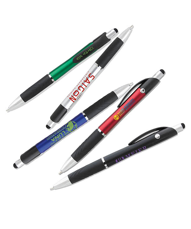 Full Color Souvenir Emblem Ballpoint Stylus Pen (black ink)