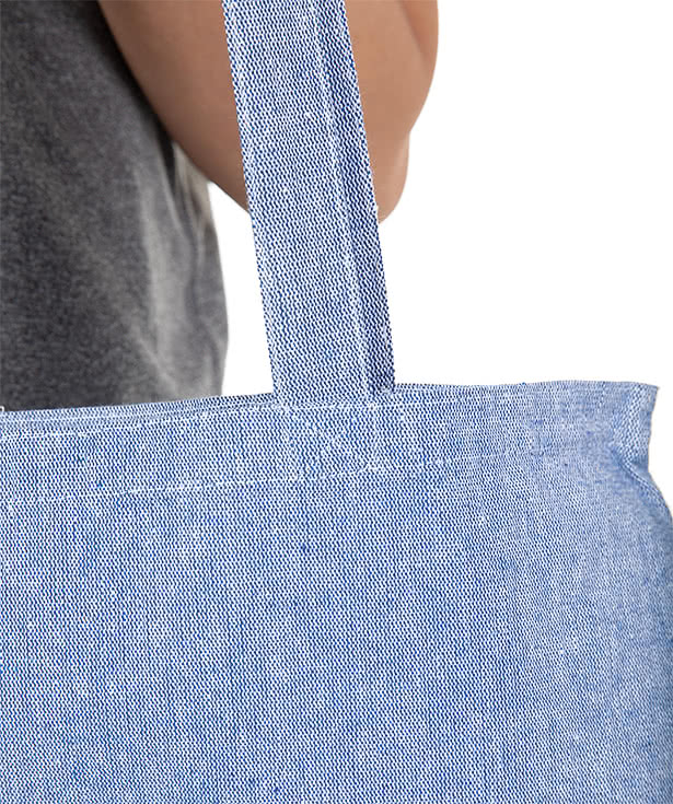 Medium Self-Fabric Handles Gusseted Recycled Canvas Tote Bag