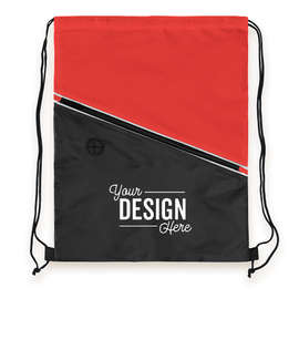 Contrast Zipper Drawstring Bag - Color: Red