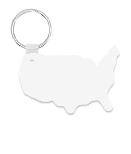 USA Shaped Keychain - Color: White
