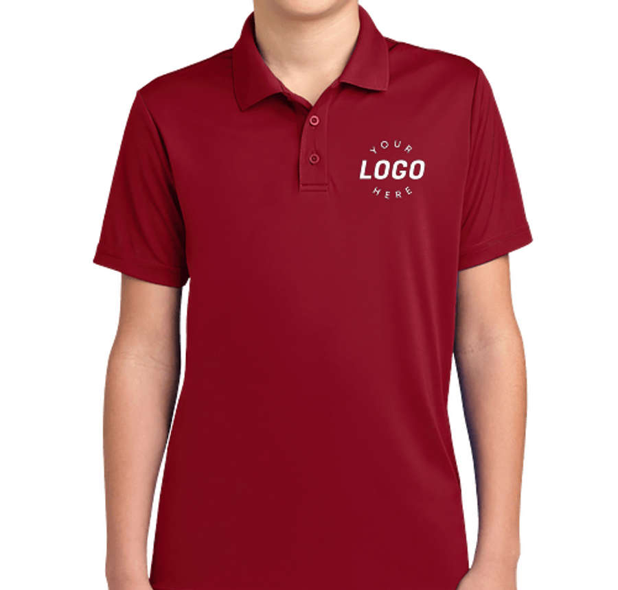 Sport-Tek Youth Competitor Performance Polo in Deep Red