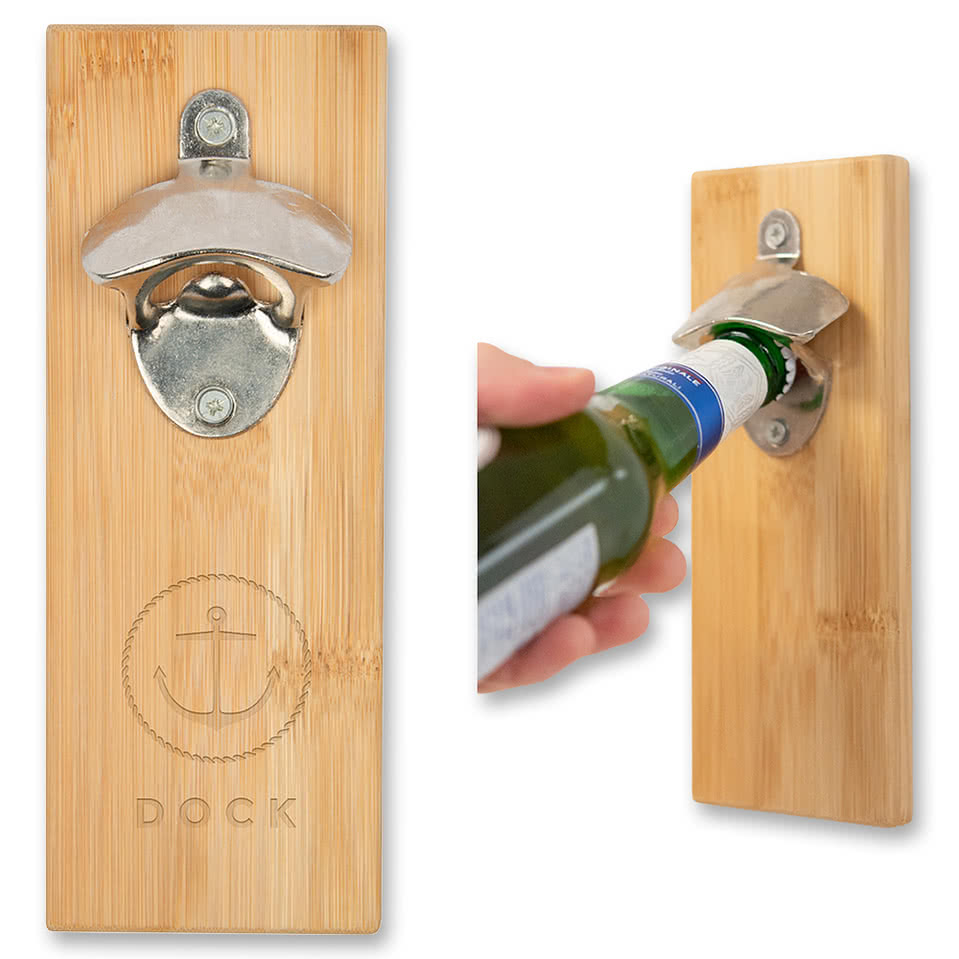 Laser Engraved Bamboo Wall Mounted Bottle Opener