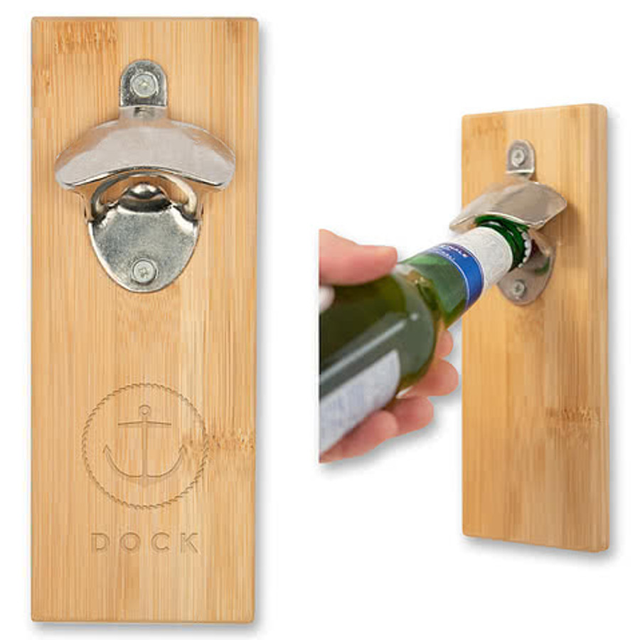 Laser Engraved Bamboo Wall Mounted Bottle Opener in NATURAL