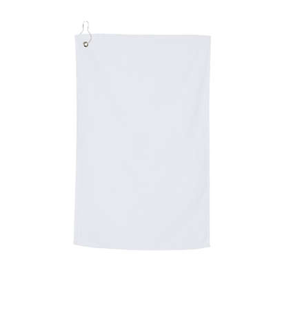 Carmel Grommeted 100% Cotton Velour Golf Towel - White