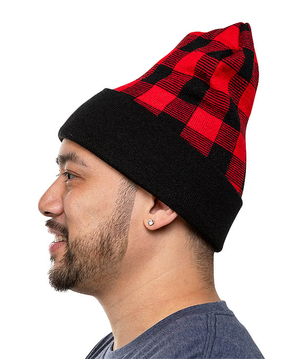Cap America Plaid Cuffed Beanie