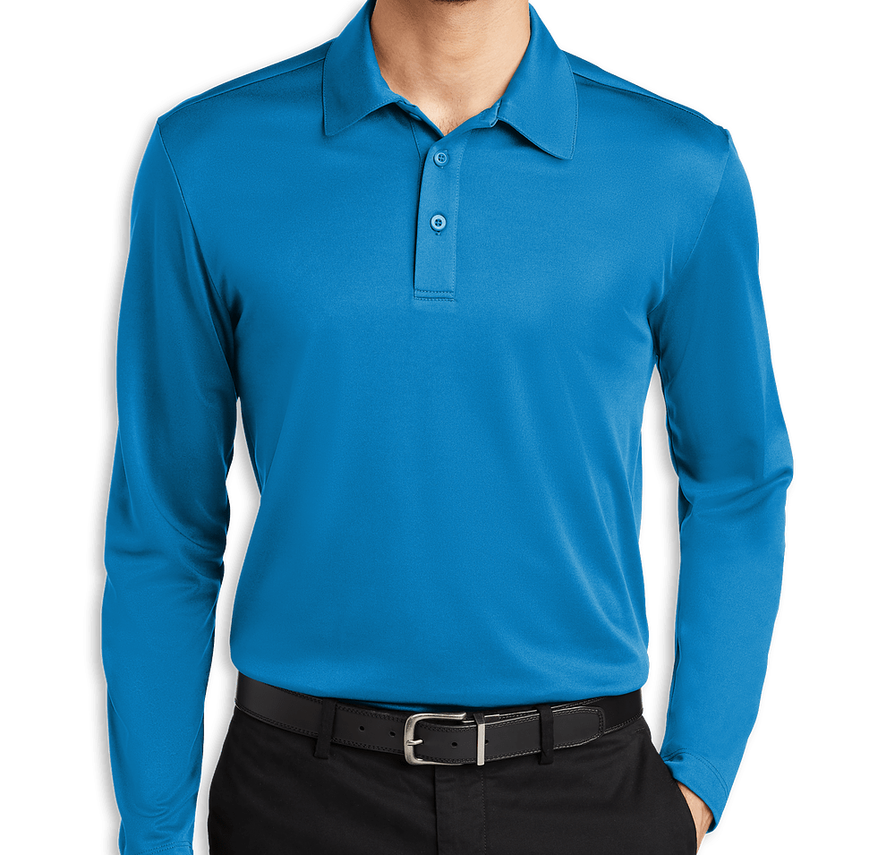 Port Authority Silk Touch Long Sleeve Performance Polo - Embroidered-default