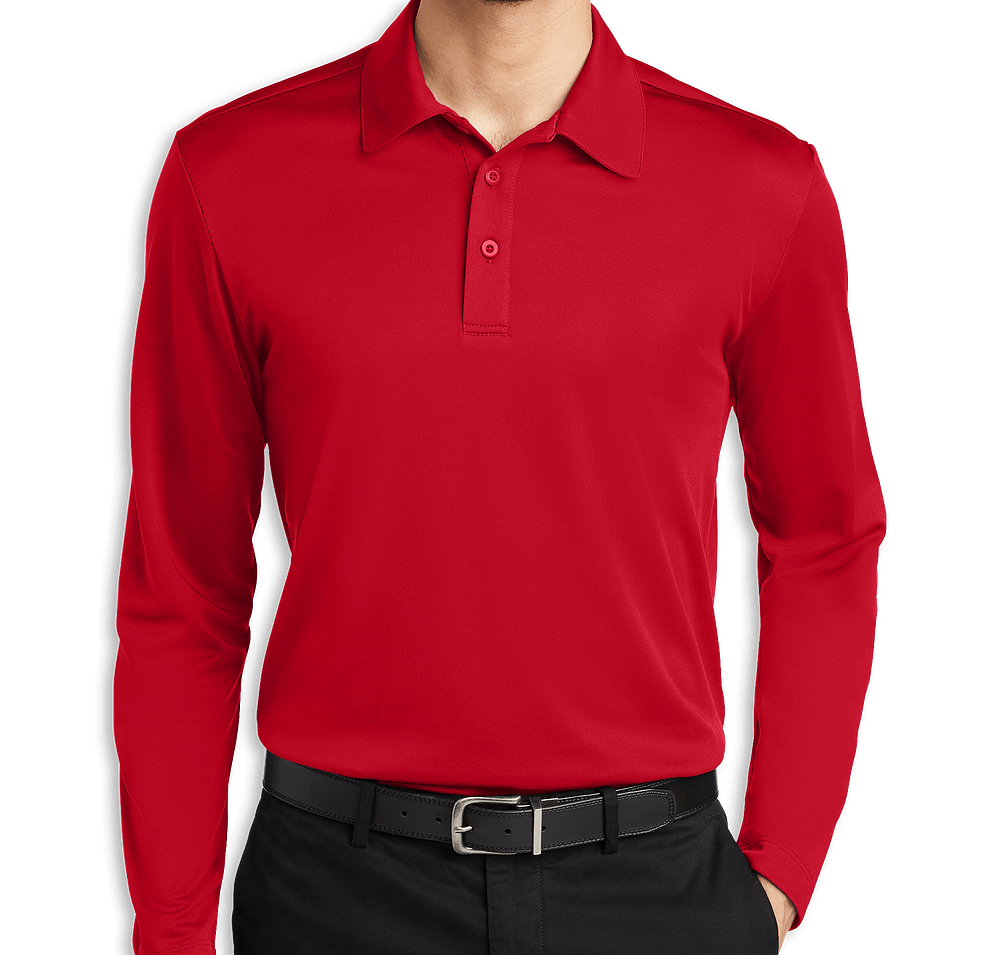 Port Authority Silk Touch Long Sleeve Performance Polo - Printed-default