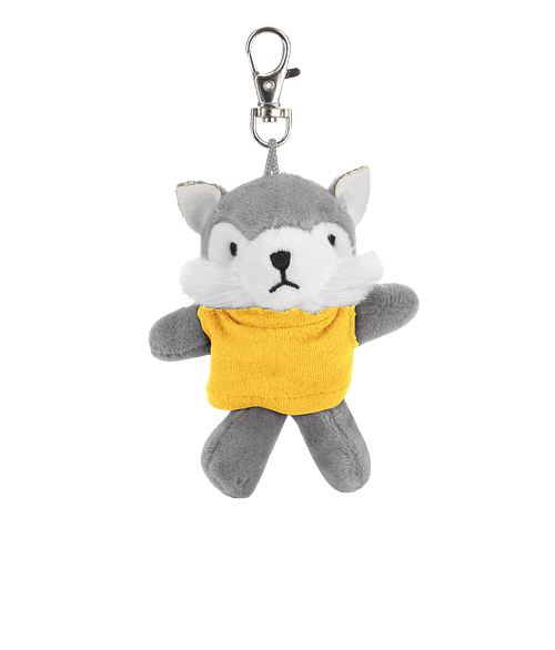 Full Color Wild Bunch 4" Wolf Plush Animal Keychain in Yellow