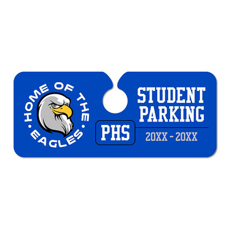 Full Color 4.75" x 2" Hidden Parking Permit Mirror Hang Tag in White