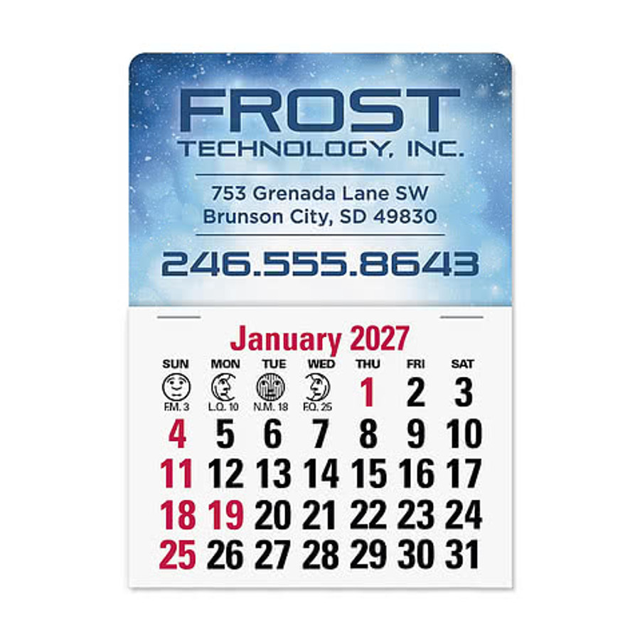 Full Color 14-Month Rectangle Peel & Stick Calendar in White