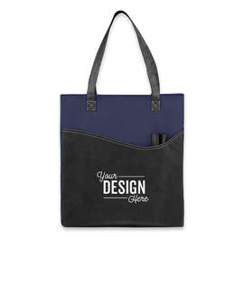 Promotional Non-Woven Pocket Convention Tote - Color: Navy Blue