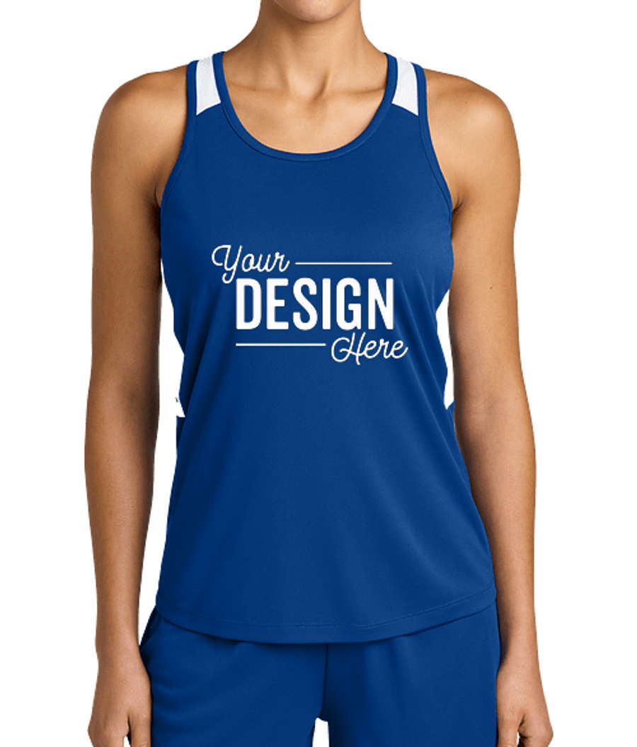 Sport-Tek Women's Club Recycled Performance Basketball Jersey in True Royal / White
