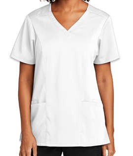 WonderWink Women's Premiere Flex Stretch V-Neck Scrub Top - Color: White