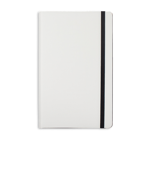 Castelli Debossed White Laser Medio Lined Hard Cover Notebook in White/Black