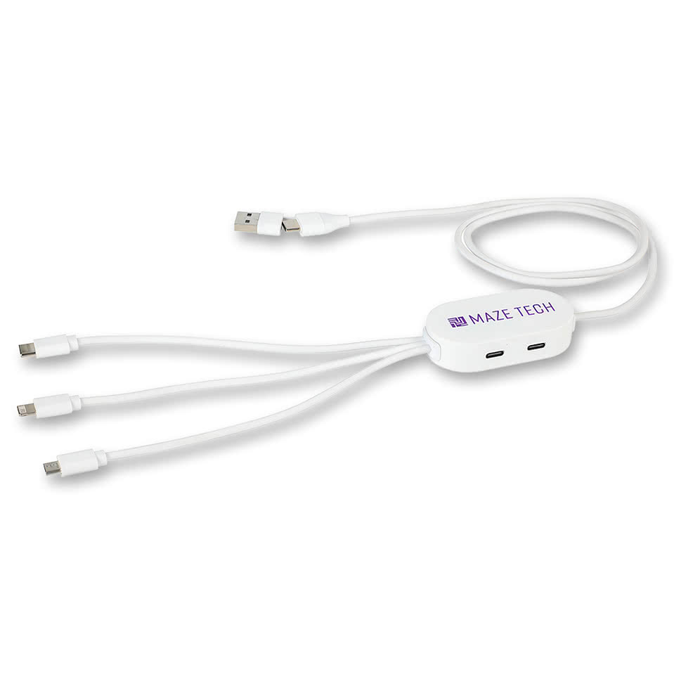 Triumph 3-in-1 Charging Cable with 4-Port USB Hub and Recycled Casing