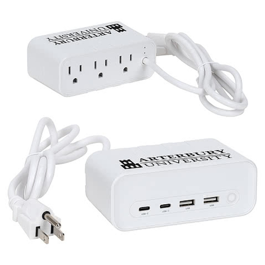 Relay Charging Station with Type-C, USB, & AC Outlets in White