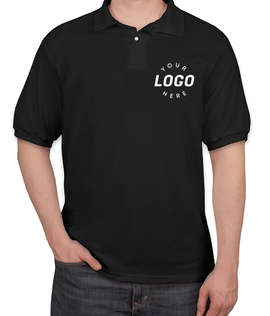Hanes EcoSmart 50/50 Jersey Polo - Screen Printed - Color: Black
