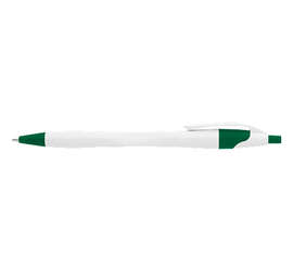 Dart White Body Retractable Pen (black ink) - Color: Green