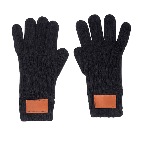 Rib Knit Gloves in BLACK