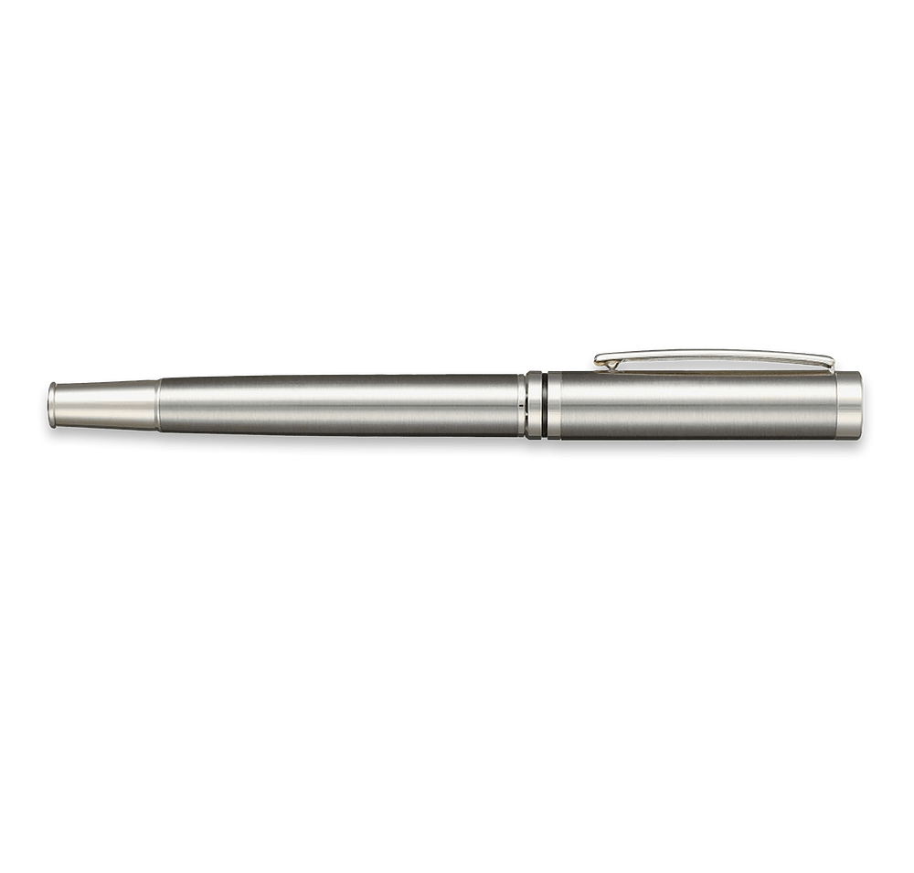 Laser Engraved Recycled Stainless Steel Rollerball Pen (black ink)-default