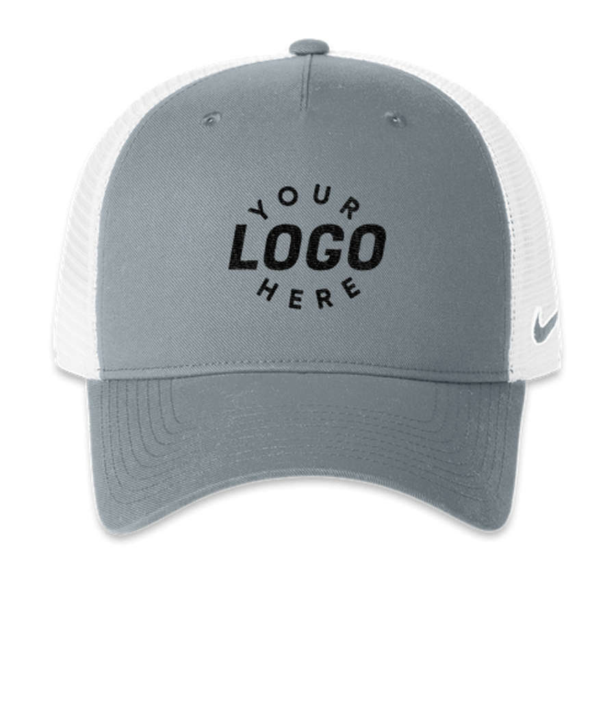 Nike Recycled Snapback Trucker Hat - Embroidered in Cool Grey / White