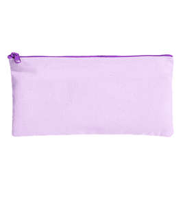 Large Colored Canvas Pouch with Colored Zipper - Color: Lavender/ Purple