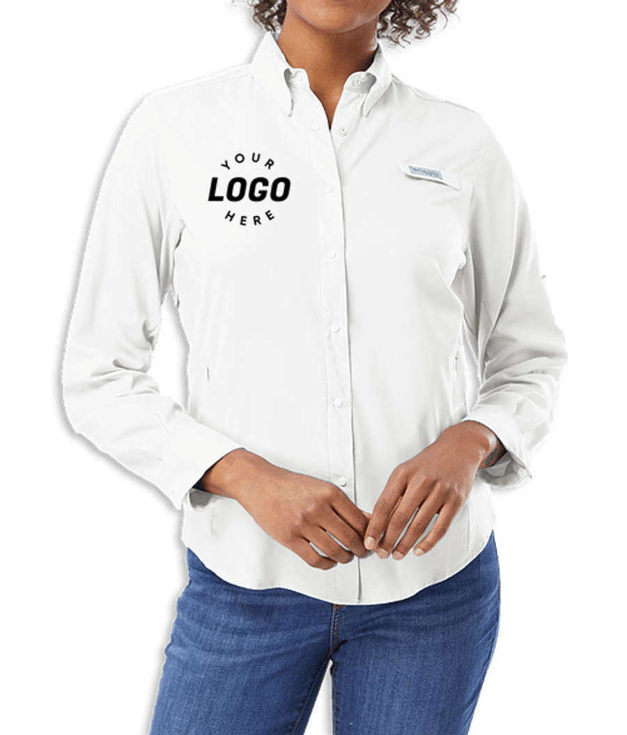 Columbia Women's Tamiami II Long Sleeve Fishing Shirt - Printed in White