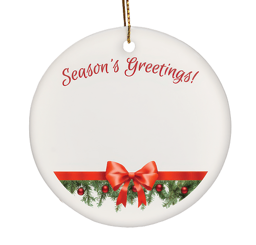 Season's Greetings 3" Round Ceramic Ornament in Season's Greetings