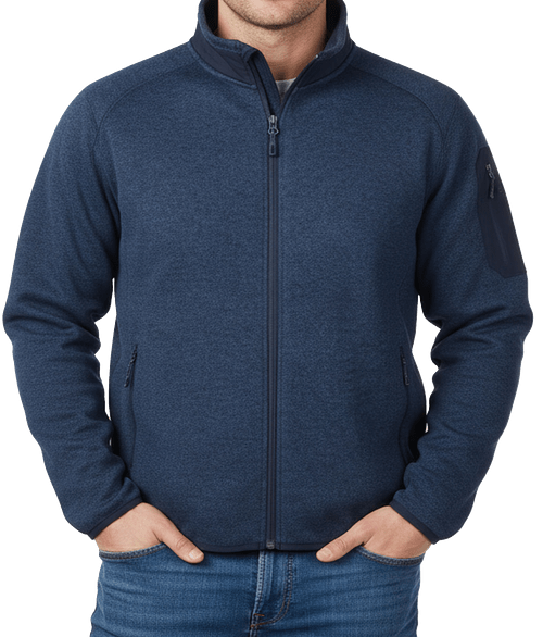 Fossa Villa Sweater Fleece Jacket in Heather Navy