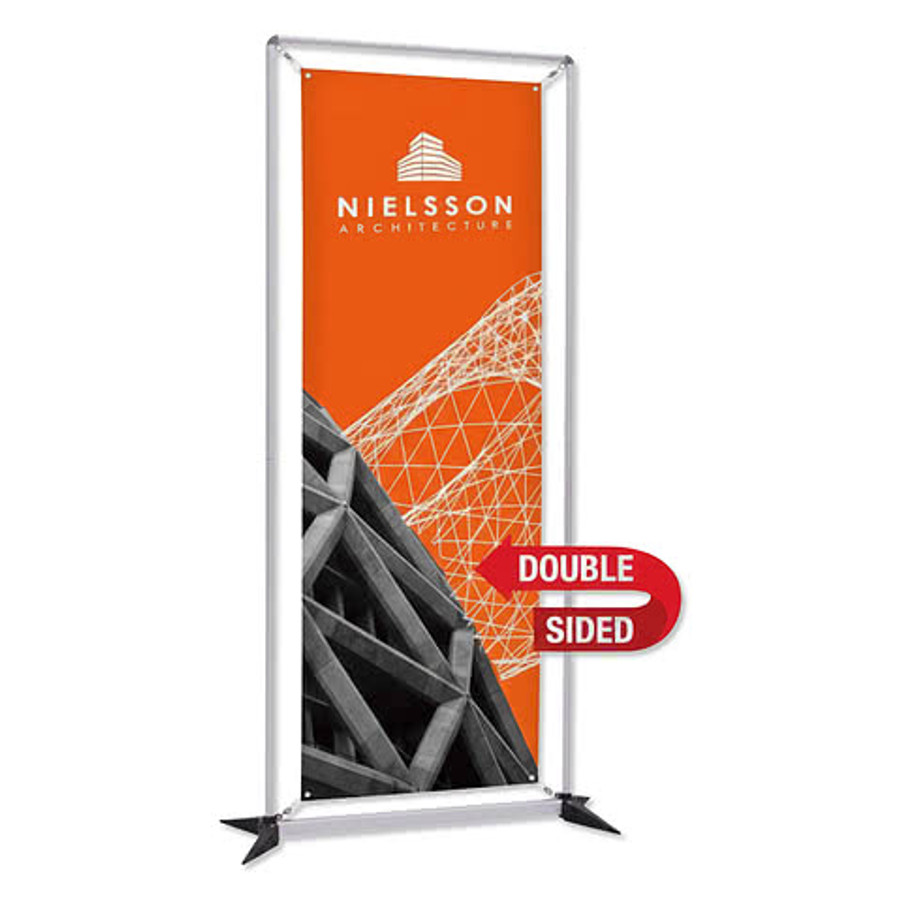 Full Color 37" x 74" FrameWorx Double-Sided Banner Display Kit in White With Black