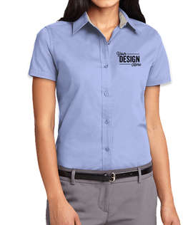 Port Authority Women's Short Sleeve Easy Care Shirt - Color: Light Blue/Light Stone