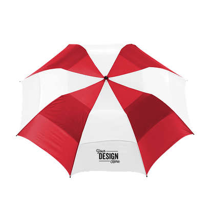 58" Vented Auto Open Folding Golf Umbrella - Red and White Stripe