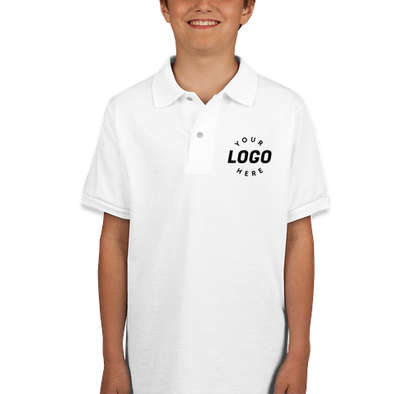 Jerzees Youth Spotshield 50/50 Jersey Polo - White