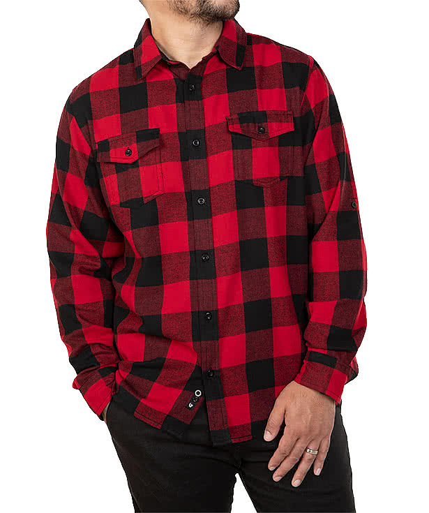Burnside Plaid Flannel Long Sleeve Shirt 
