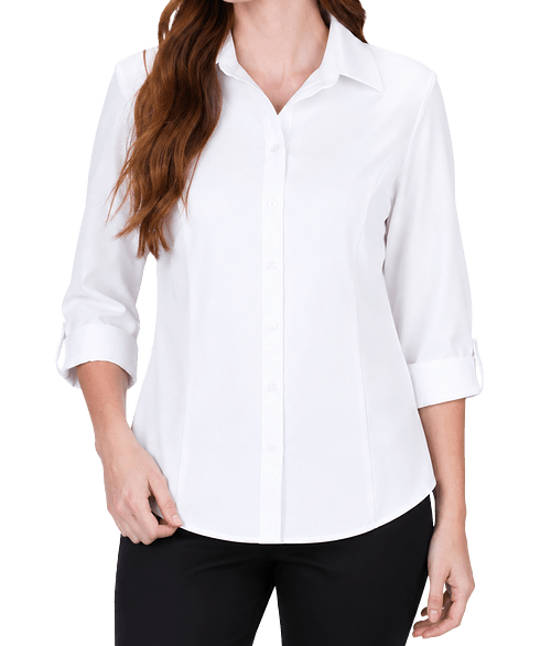 Edwards Women's FlexBatiste Recycled Three-Quarter Sleeve Shirt in WHITE