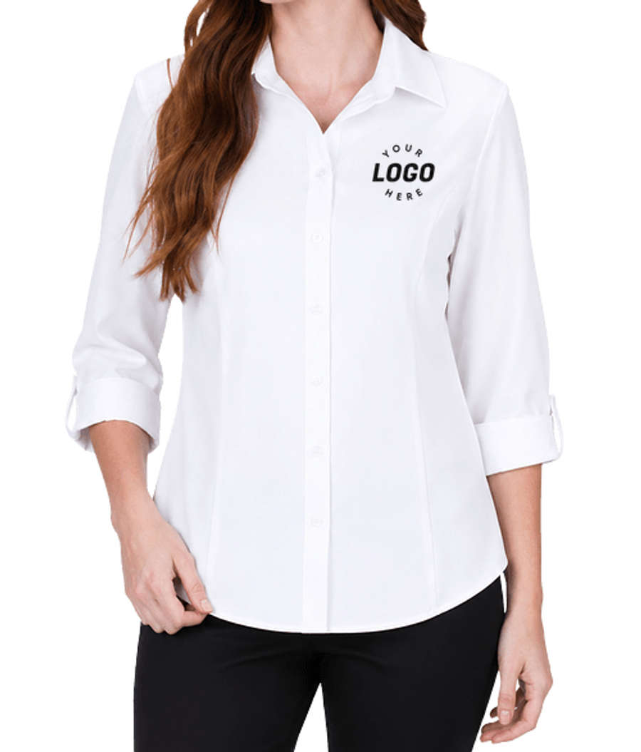 Edwards Women's FlexBatiste Recycled Three-Quarter Sleeve Shirt in WHITE