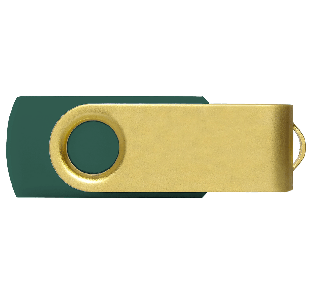 Full Color Gold Matte Swivel USB Flash Drive 32GB-default