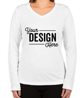 Sport-Tek Women's Competitor Long Sleeve V-Neck Performance Shirt - Color: White