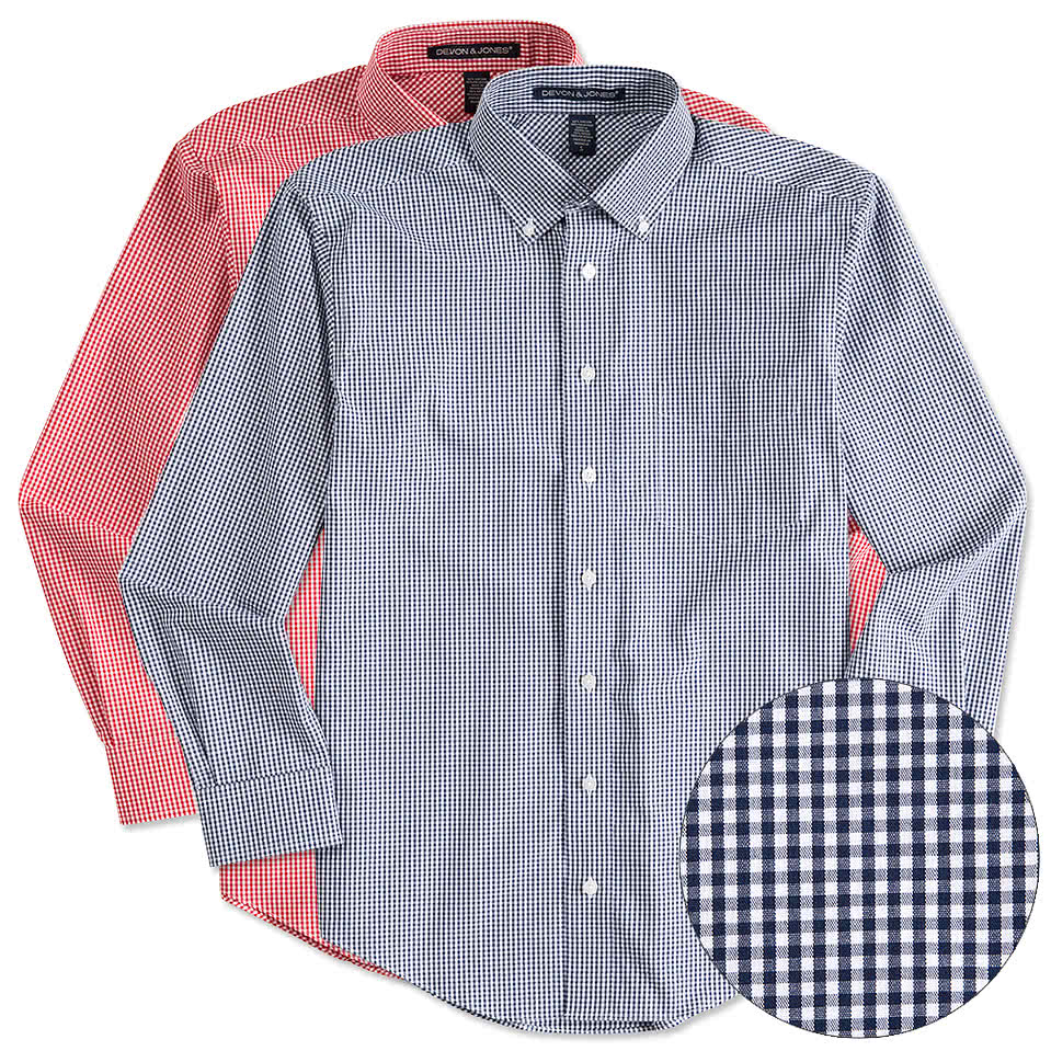Devon & Jones Crown Collection Gingham Dress Shirt - Embroidered