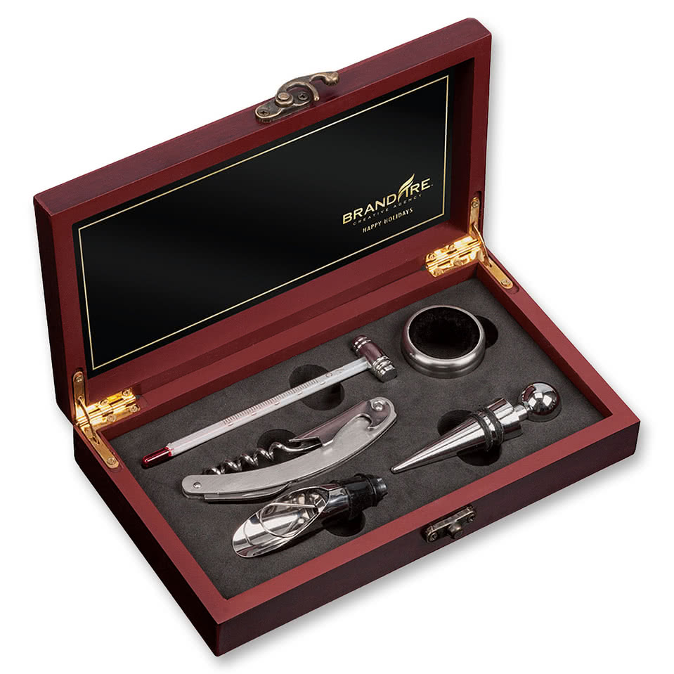 Laser Engraved Vinson 5 Piece Wine Accessory Set