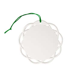 Shatterproof Flat Ornament - Color: White with Green Cord