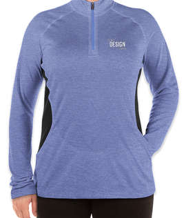 Adidas Women's 100% Recycled Quarter Zip Performance Shirt - Color: Collegiate Royal Heather / Carbon